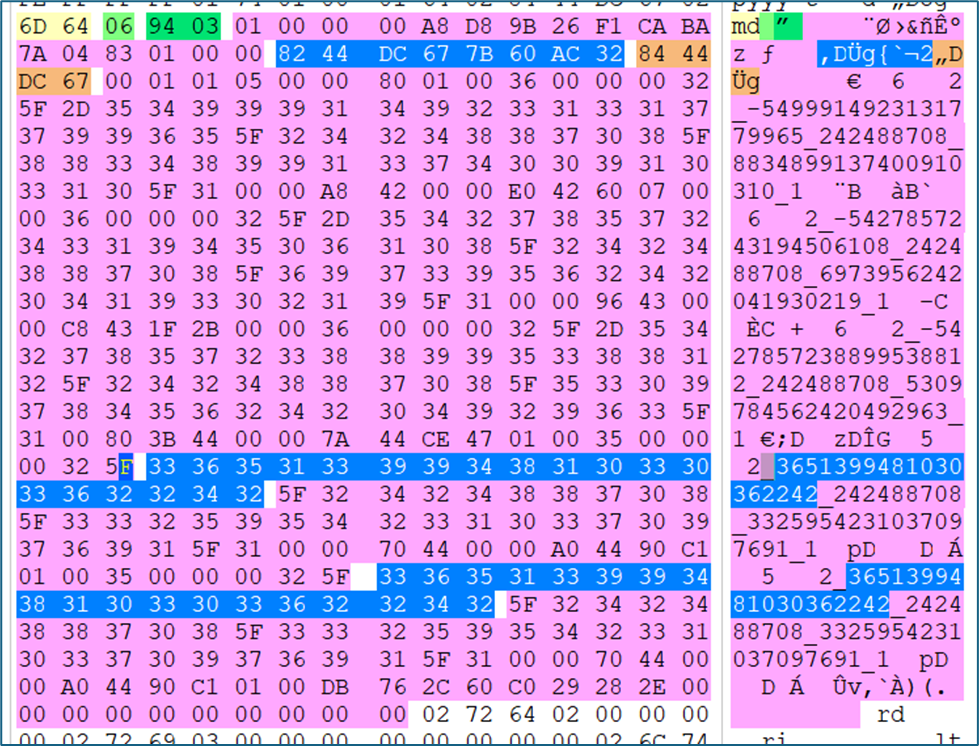 Screenshot of timestamp